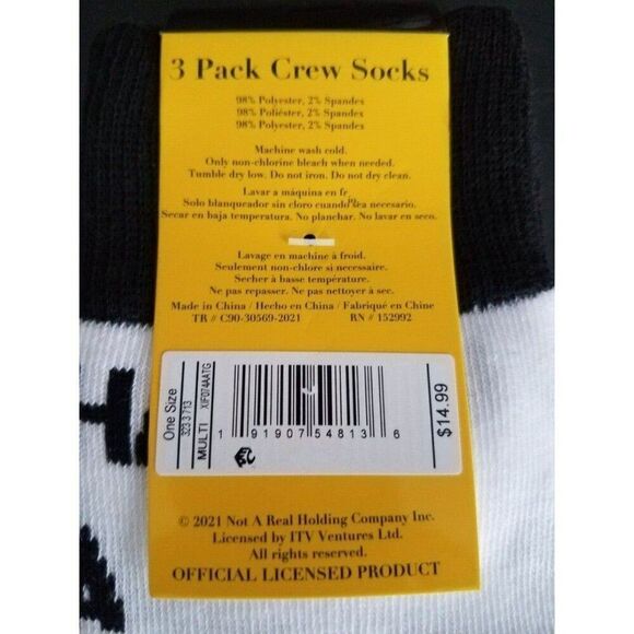 Schitt's Creek 3 Pk Unisex One Size Socks Funny Quotes Red, White & Black - Picture 6 of 8
